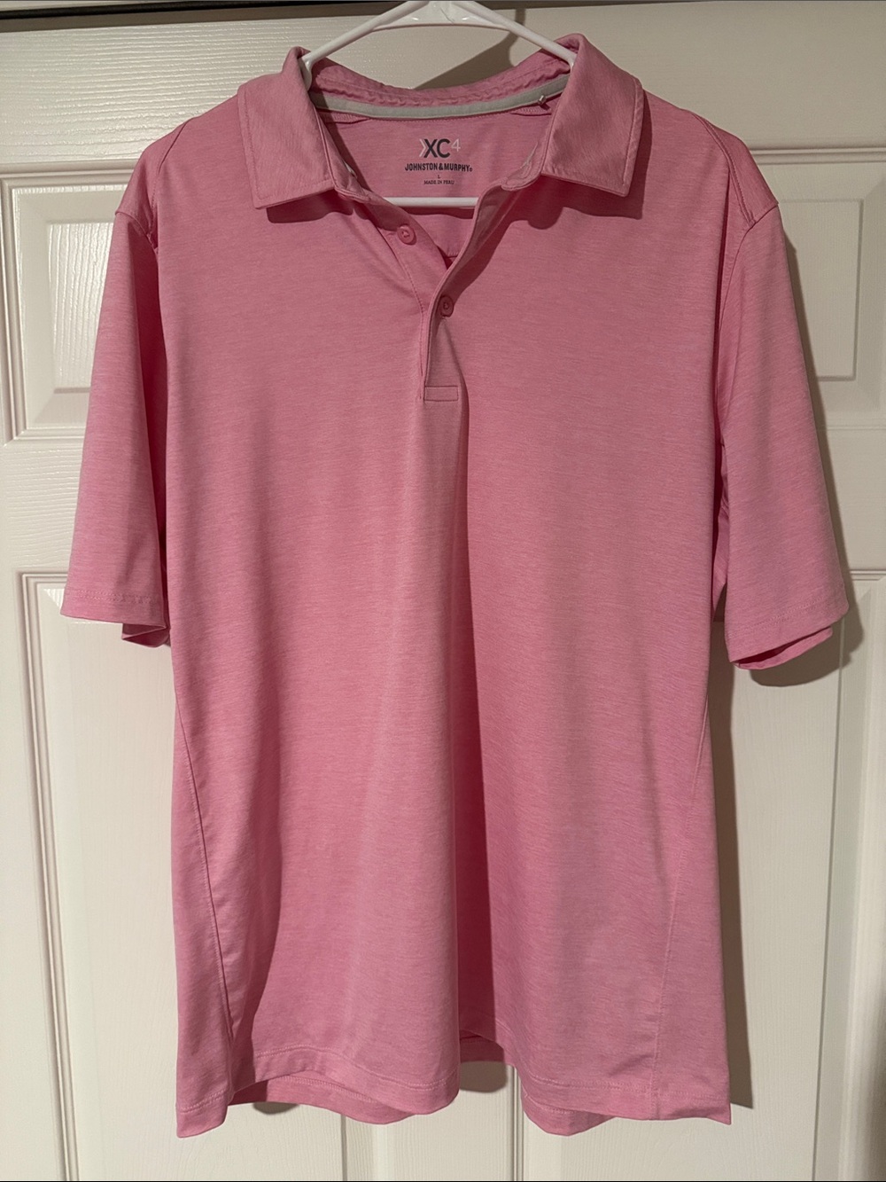 Johnston & Murphy Men's Heather Pink Polo Shirt